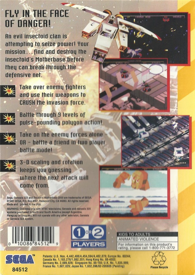 Back boxart of the game Zaxxon's Motherbase 2000 (United States) on Sega 32X
