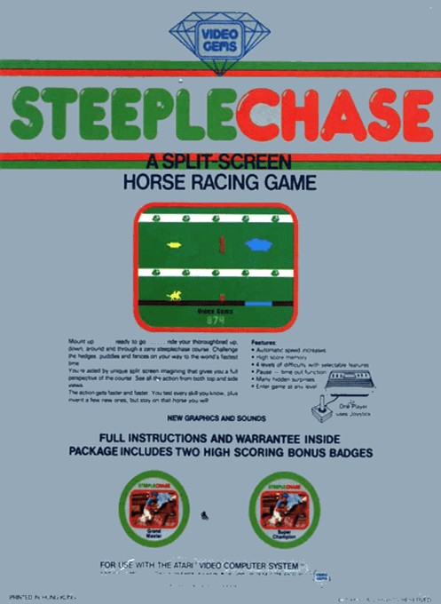Back boxart of the game Steeple Chase (United States) on Atari 2600