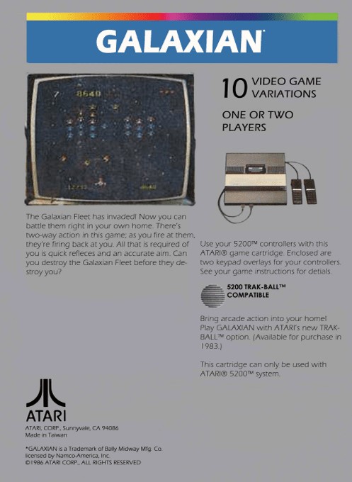 Back boxart of the game Galaxian (Europe) on Atari 5200