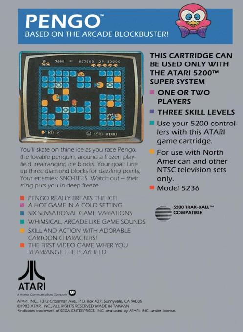 Back boxart of the game Pengo (Europe) on Atari 5200