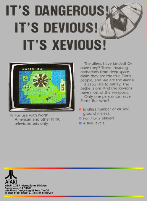 Back boxart of the game Xevious (United States) on Atari 5200