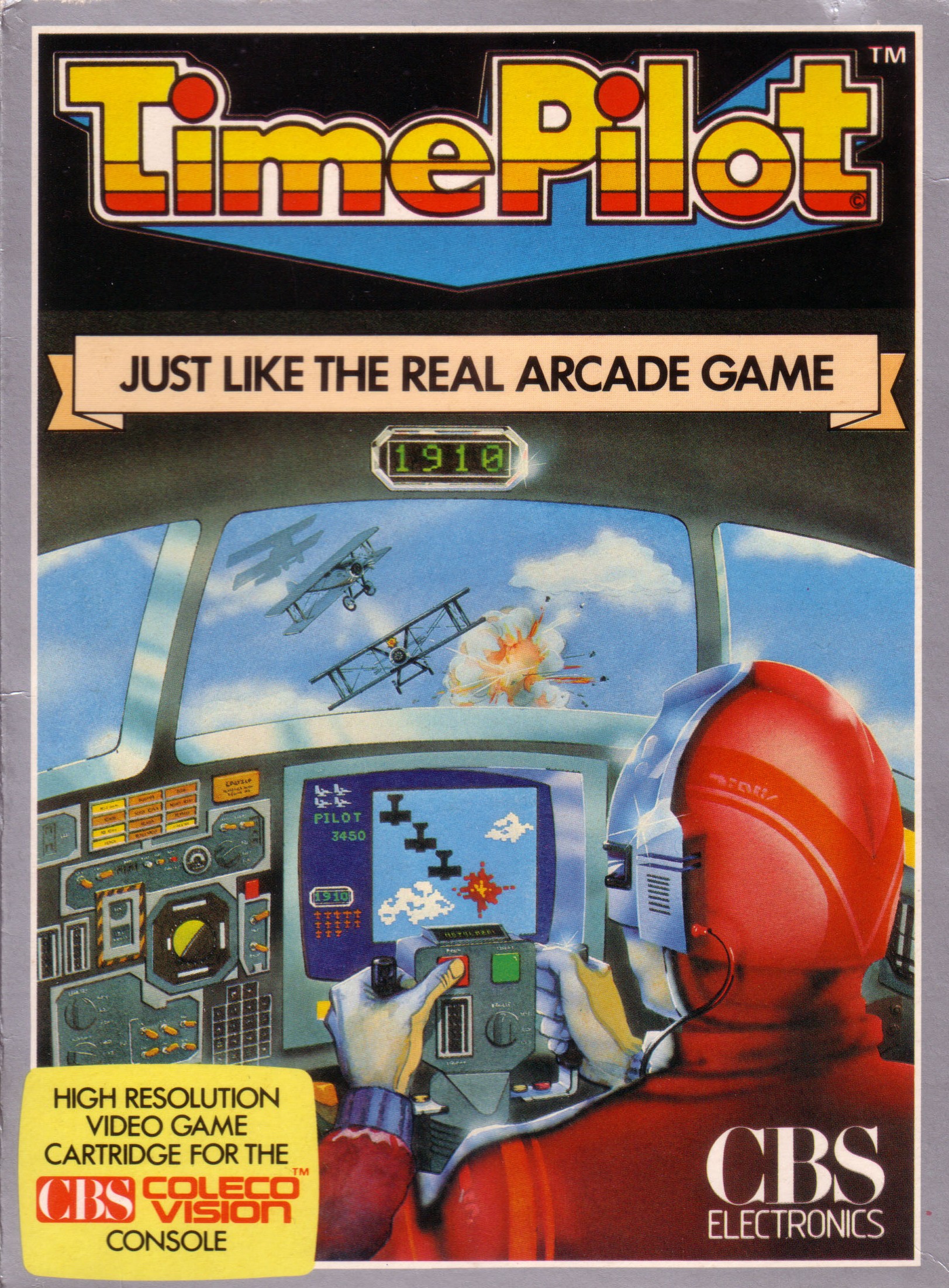Front boxart of the game Time Pilot (Europe) on Coleco Industries Colecovision
