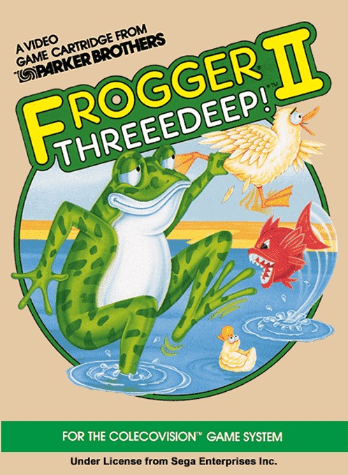 Front boxart of the game Frogger II - Threeedeep! (United States) on Coleco Industries Colecovision