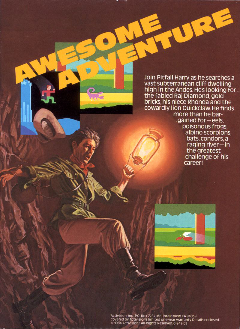 Back boxart of the game Pitfall II - Lost Caverns (United States) on Coleco Industries Colecovision