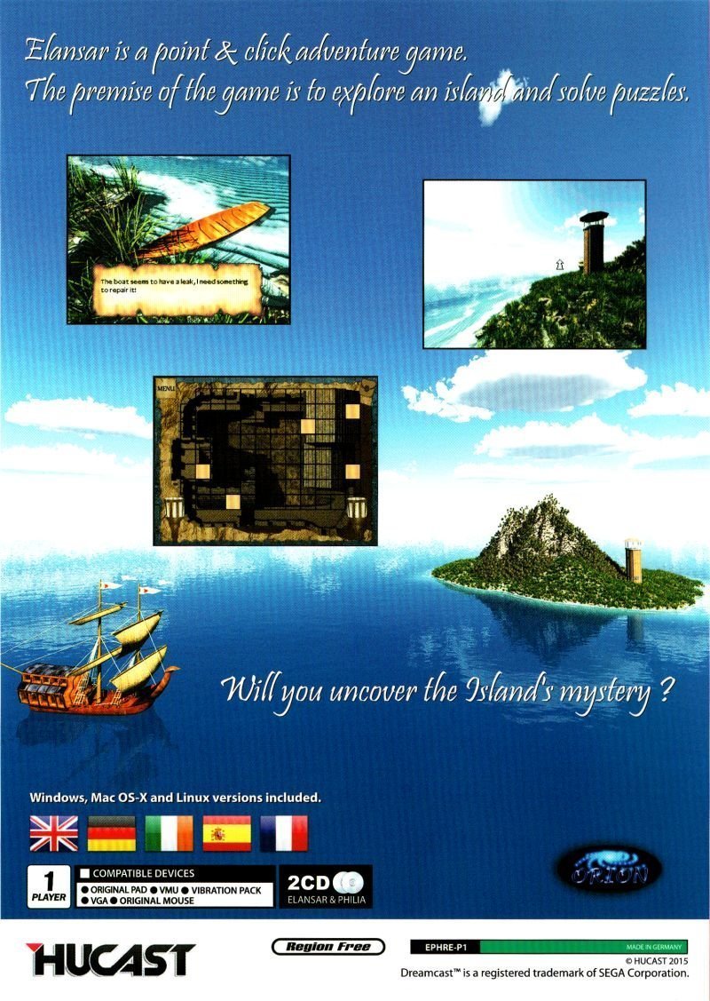 Back boxart of the game Elansar & Philia (Europe) on Sega Dreamcast