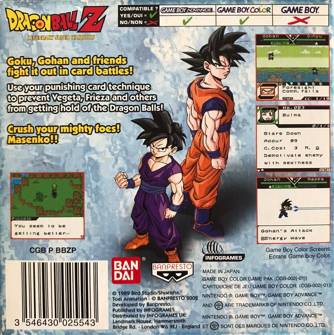 Back boxart of the game Dragon Ball Z - Legendary Super Warriors (Europe) on Nintendo Game Boy Color