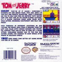 Back boxart of the game Tom and Jerry (United States) on Nintendo Game Boy Color
