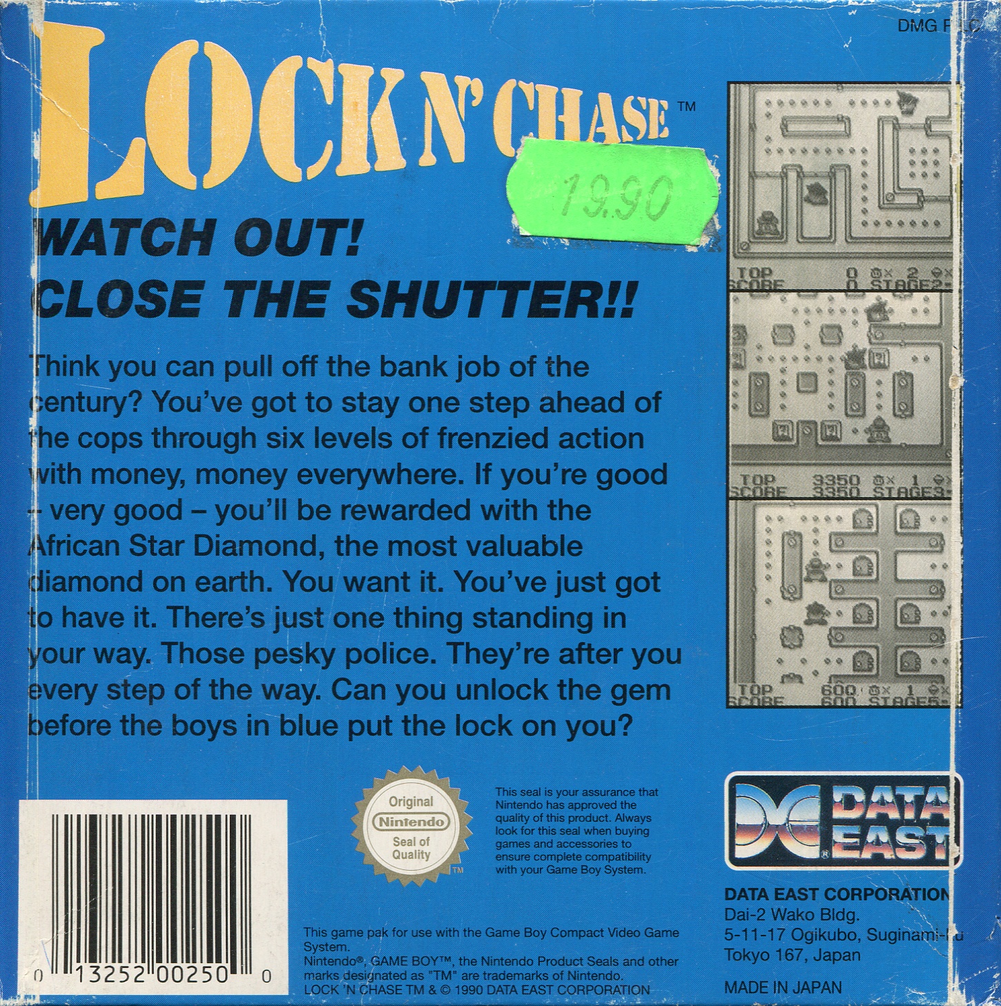 Back boxart of the game Lock n' Chase (Europe) on Nintendo Game Boy