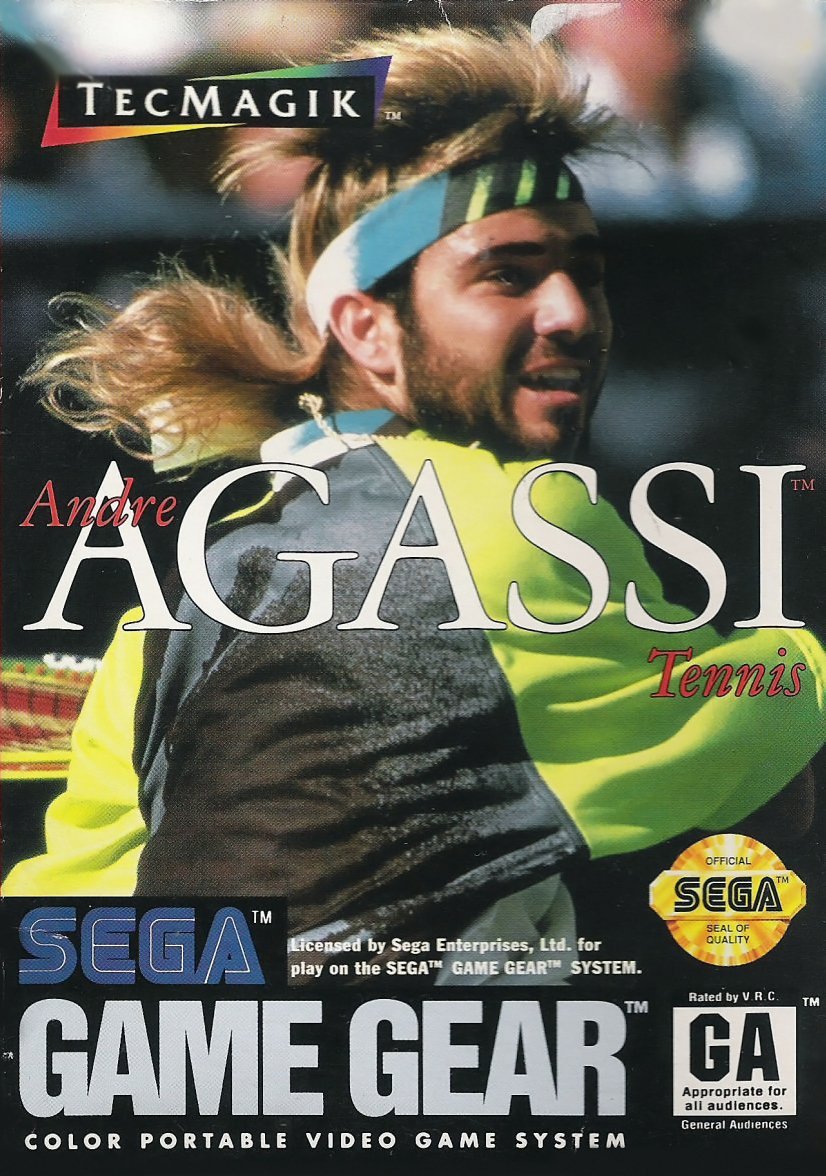 Front boxart of the game Andre Agassi Tennis (United States) on Sega Game Gear