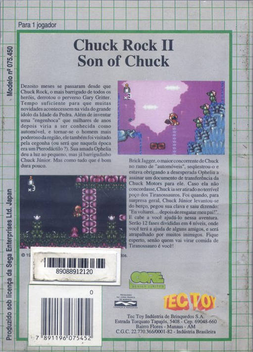 Back boxart of the game Chuck Rock II - Son of Chuck (South America) on Sega Game Gear
