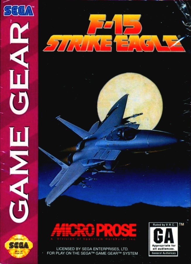 Front boxart of the game F-15 Strike Eagle (United States) on Sega Game Gear