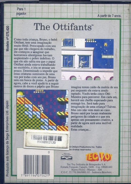 Back boxart of the game Ottifants, The (Brazil) on Sega Game Gear