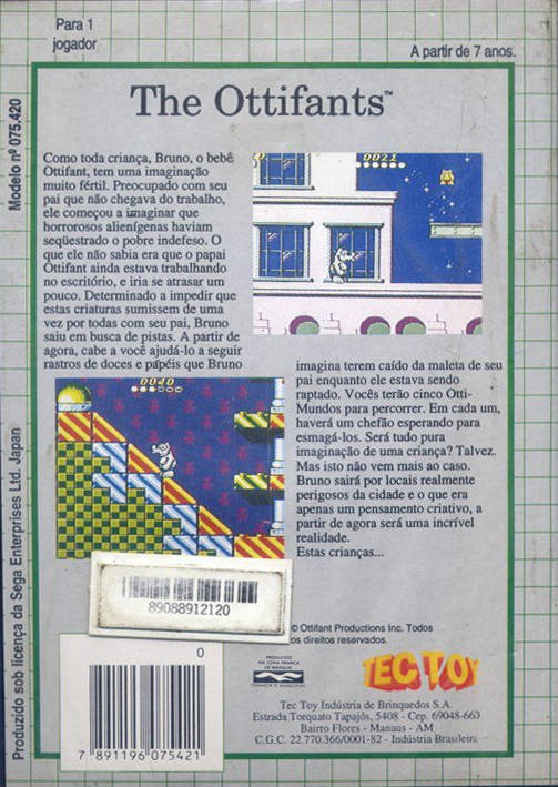 Back boxart of the game Ottifants, The (South America) on Sega Game Gear