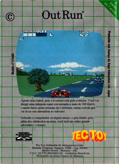 Back boxart of the game OutRun (Brazil) on Sega Game Gear