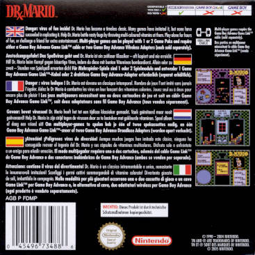 Back boxart of the game Classic NES Series - Dr. Mario (Europe) on Nintendo GameBoy Advance