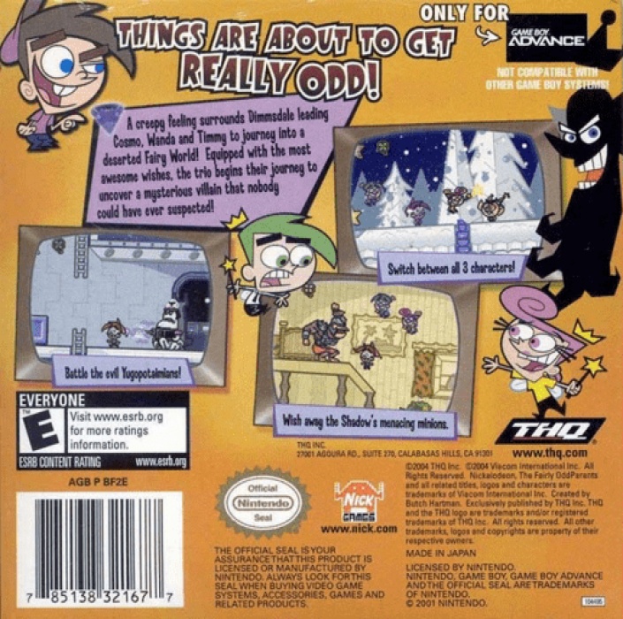 Back boxart of the game Fairly OddParents! Shadow Showdown, The (United States) on Nintendo GameBoy Advance