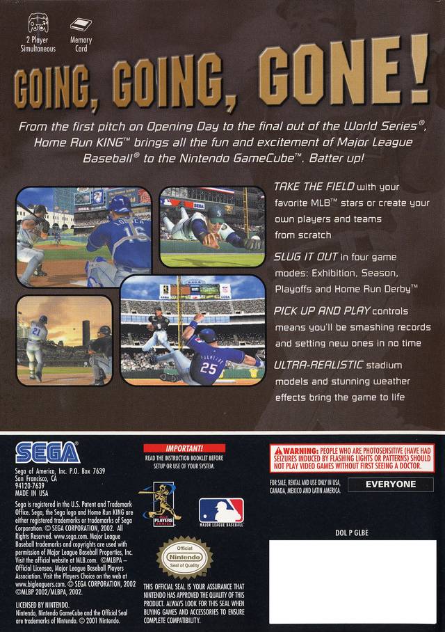 Back boxart of the game Home Run King (United States) on Nintendo GameCube