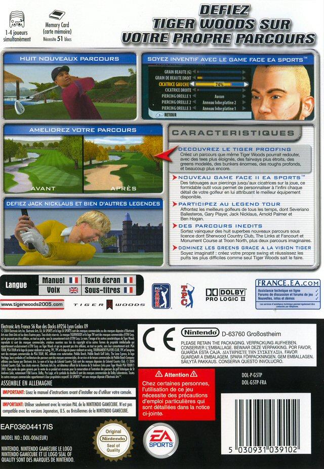 Back boxart of the game Tiger Woods PGA Tour 2005 (France) on Nintendo GameCube