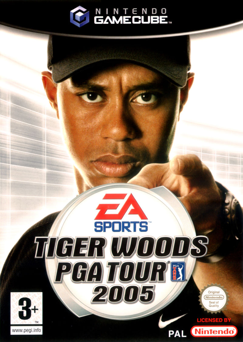 Front boxart of the game Tiger Woods PGA Tour 2005 (Europe) on Nintendo GameCube