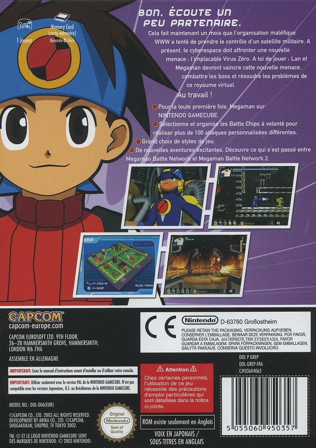 Back boxart of the game Mega Man Network Transmission (France) on Nintendo GameCube