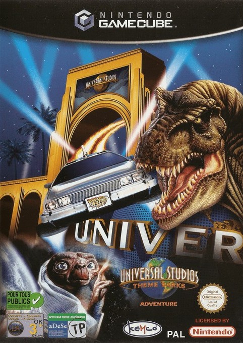 Front boxart of the game Universal Studios Theme Parks Adventure (Europe) on Nintendo GameCube