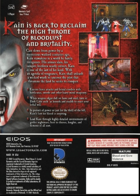 Blood Omen 2 boxarts for Nintendo GameCube - The Video Games Museum