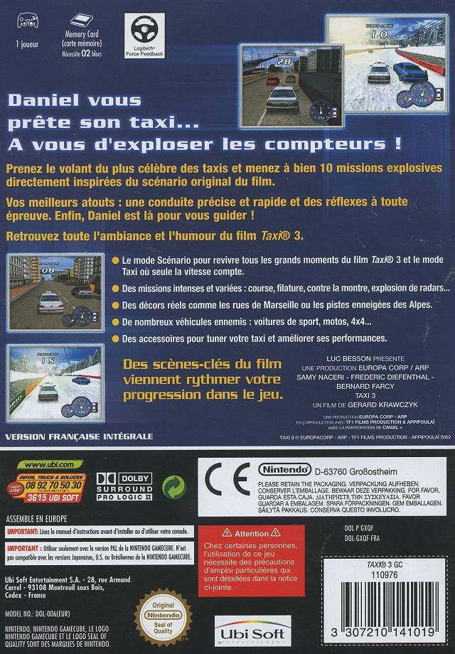 Back boxart of the game Taxi 3 - Le Jeu (France) on Nintendo GameCube