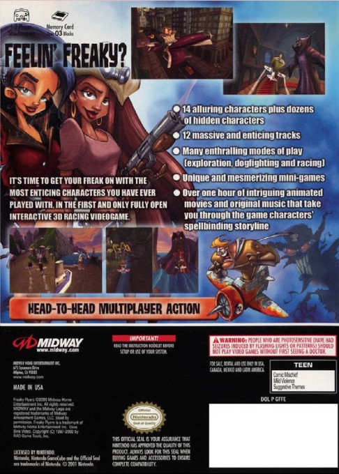 Back boxart of the game Freaky Flyers (United States) on Nintendo GameCube