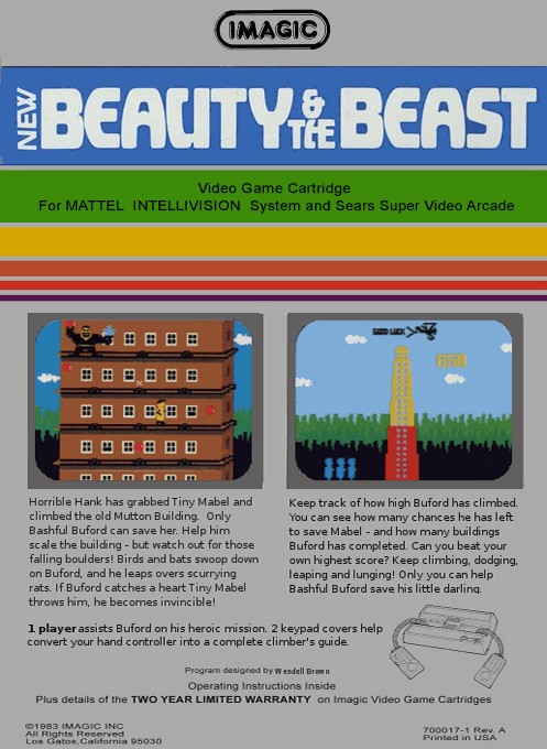 Back boxart of the game Beauty and the Beast on Mattel Intellivision
