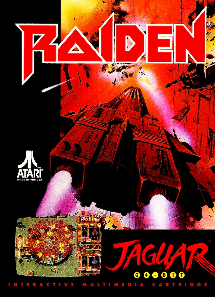 Front boxart of the game Raiden on Atari Jaguar