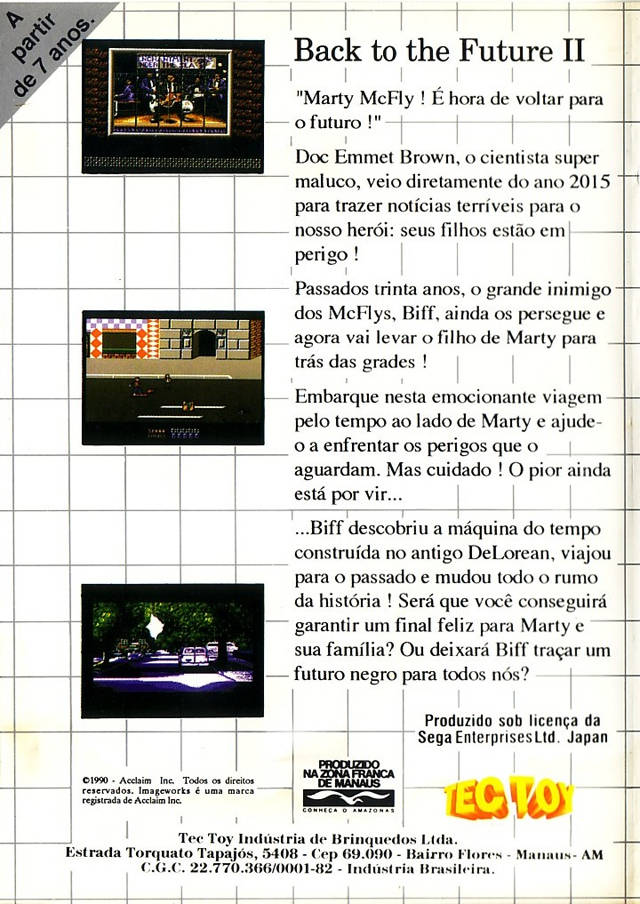 Back boxart of the game Back to the Future Part II (South America) on Sega Master System