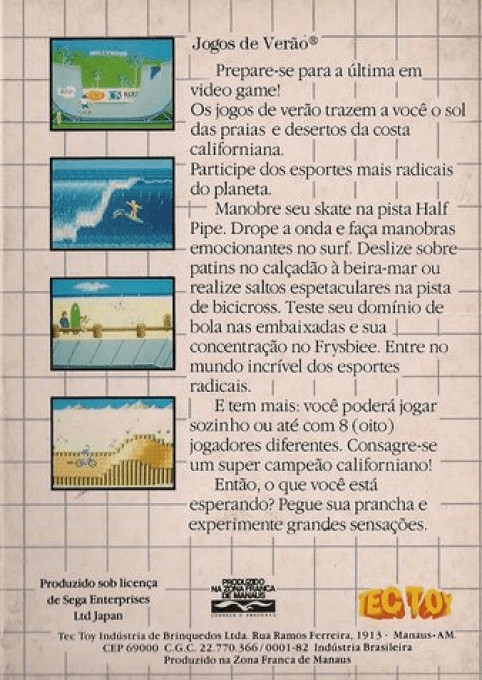 Back boxart of the game California Games (Brazil) on Sega Master System