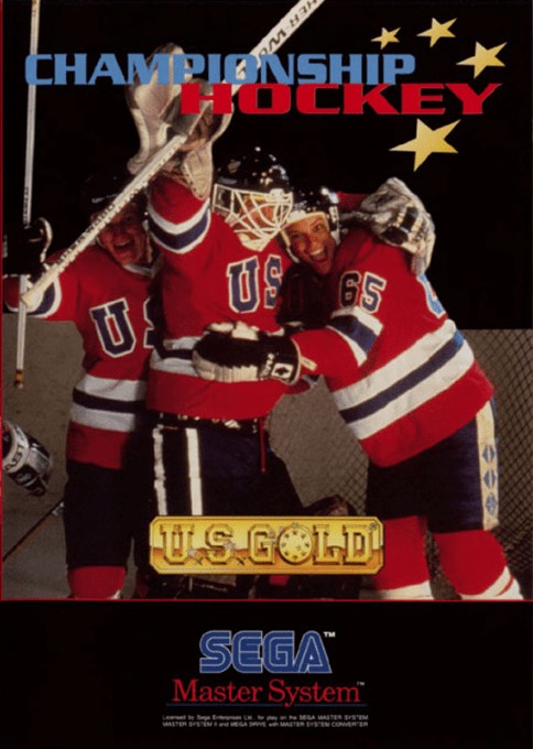 Front boxart of the game Championship Hockey (Europe) on Sega Master System