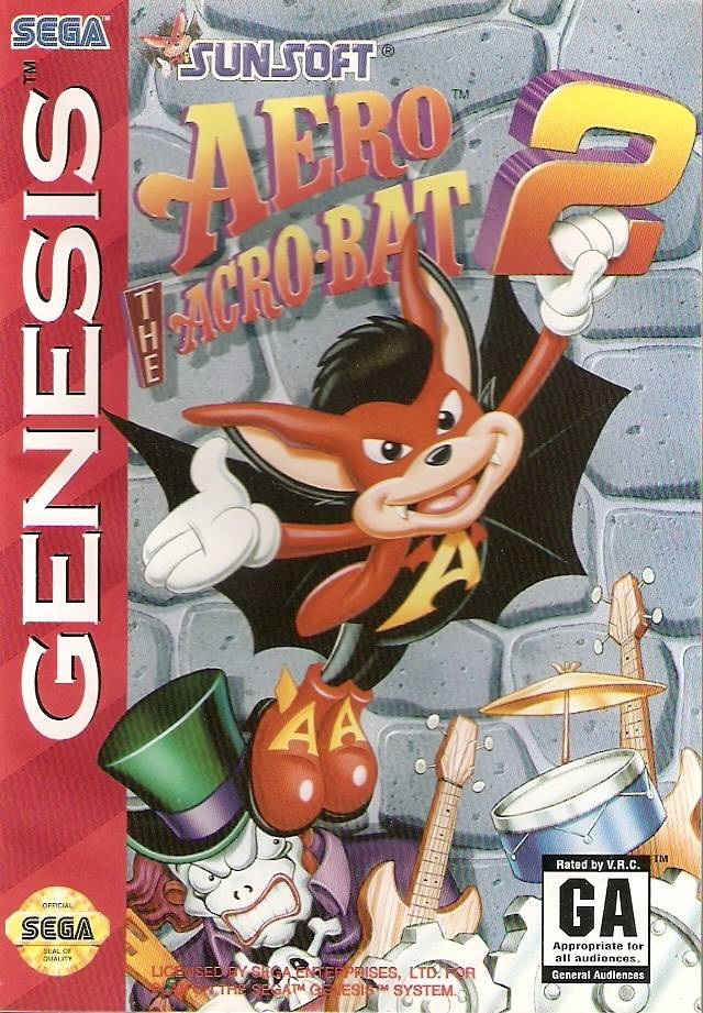 Front boxart of the game Aero the Acro-Bat 2 (United States) on Sega Megadrive