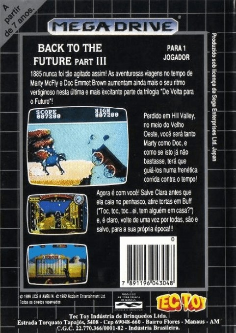 Back boxart of the game Back to the Future Part III (Brazil) on Sega Megadrive