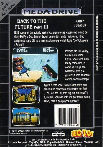 Back boxart of the game Back to the Future Part III (South America) on Sega Megadrive