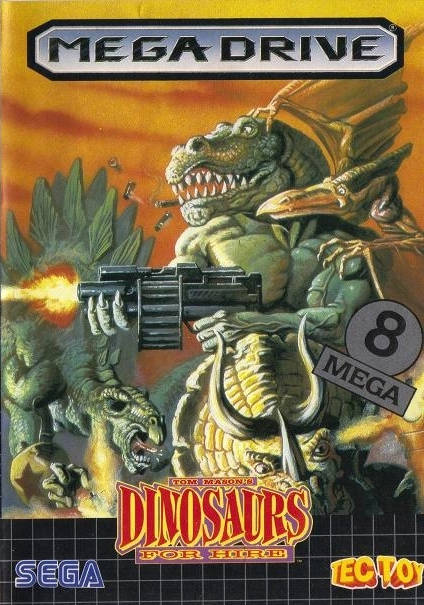 Front boxart of the game Tom Mason's Dinosaurs for Hire (South America) on Sega Megadrive