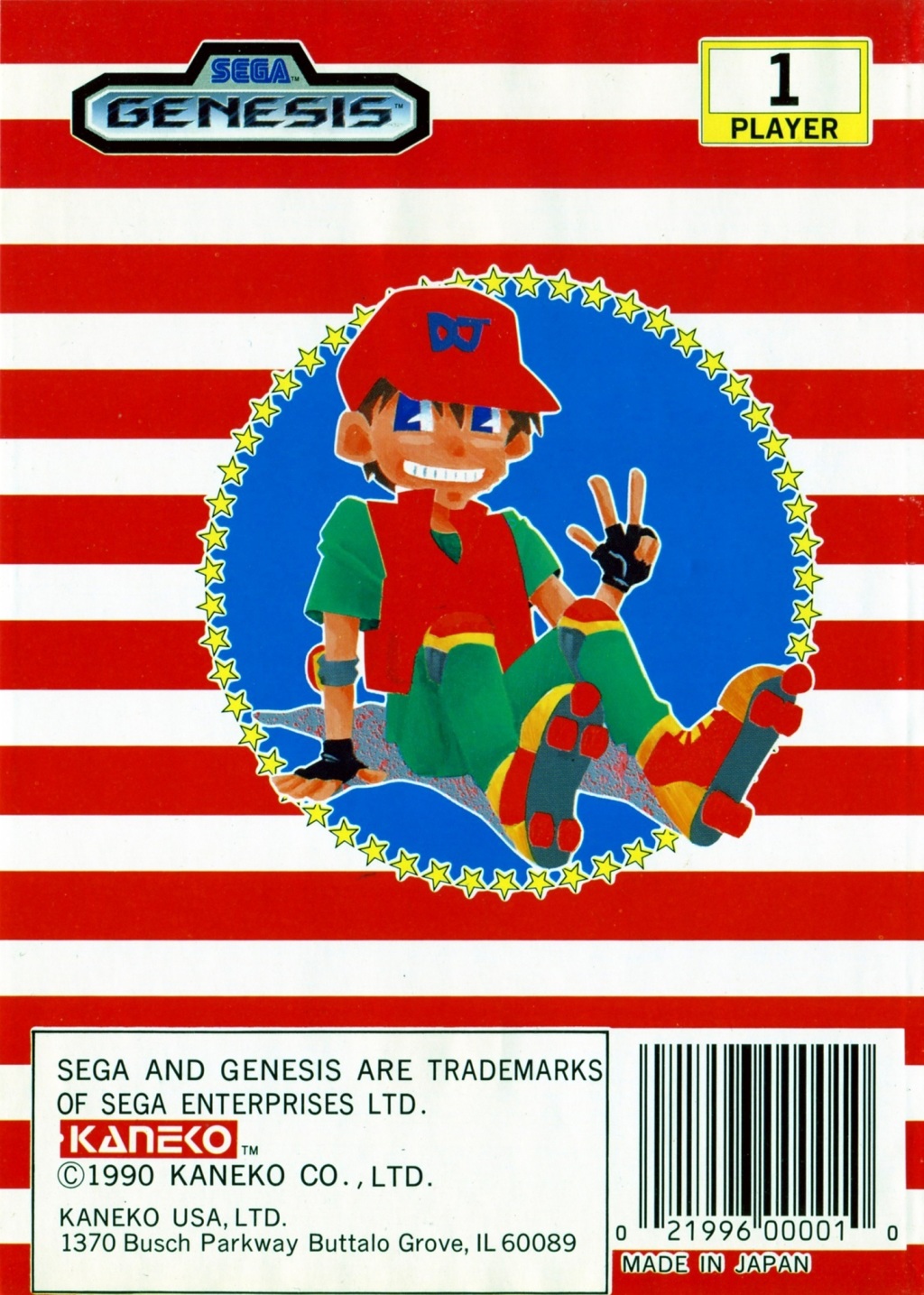 Back boxart of the game DJ Boy (United States) on Sega Megadrive