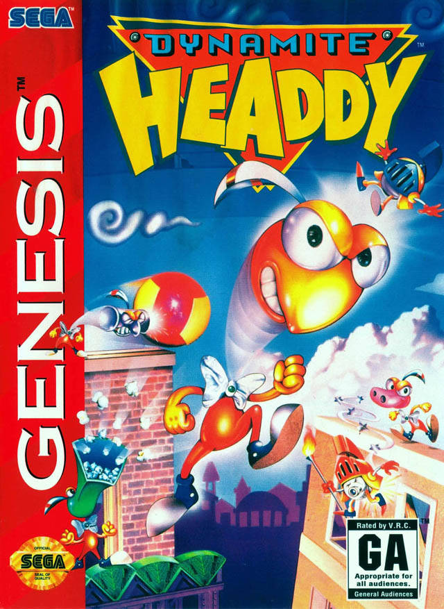 Front boxart of the game Dynamite Headdy (United States) on Sega Megadrive