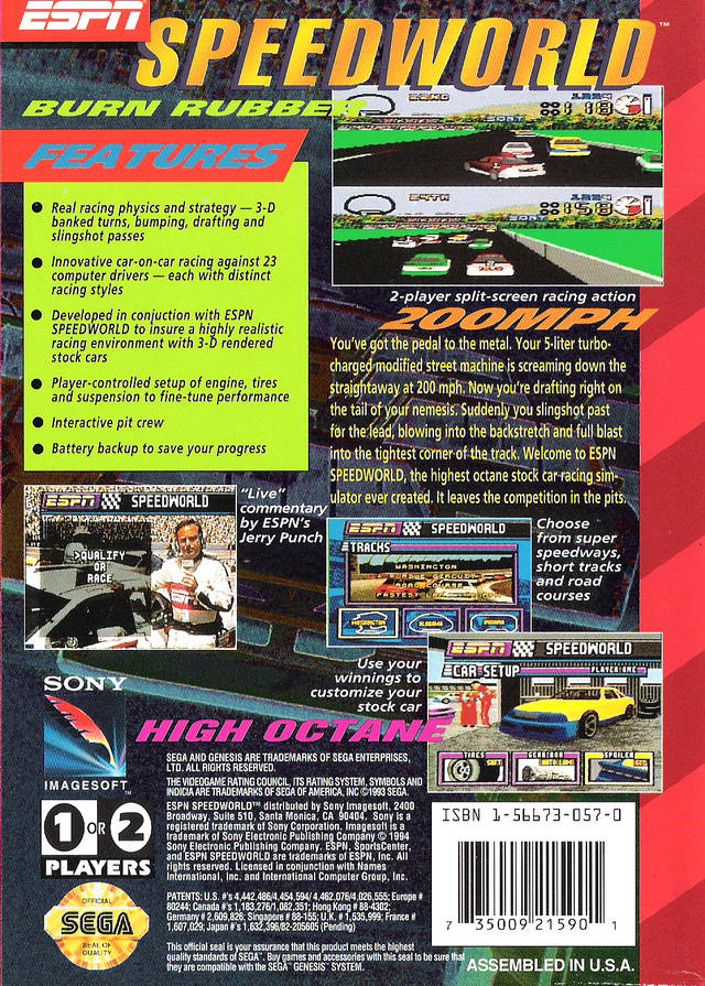 ESPN Speedworld boxarts for Sega Megadrive - The Video Games Museum