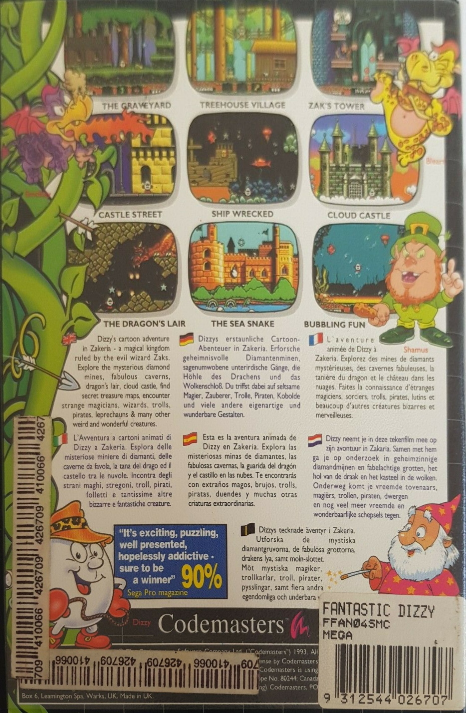 Back boxart of the game Fantastic Dizzy (Australia) on Sega Megadrive