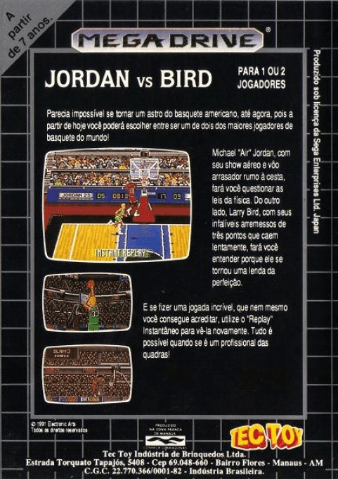 Back boxart of the game Jordan vs Bird (Brazil) on Sega Megadrive