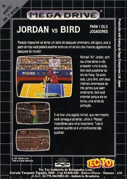 Back boxart of the game Jordan vs Bird (South America) on Sega Megadrive