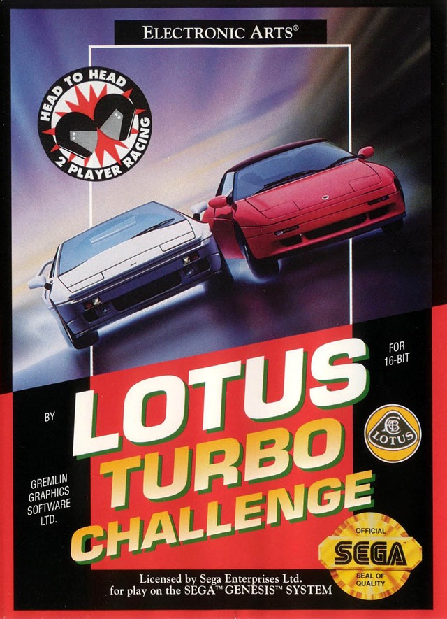 Front boxart of the game Lotus Turbo Challenge (United States) on Sega Megadrive