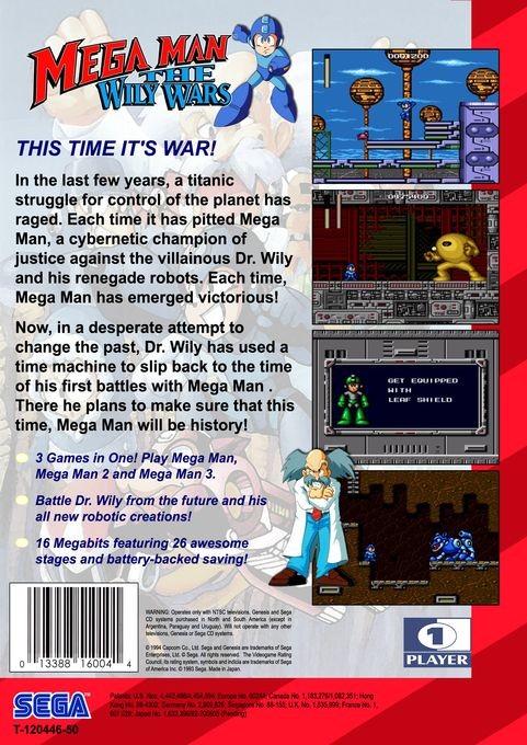 Back boxart of the game Mega Man - The Wily Wars (United States) on Sega Megadrive