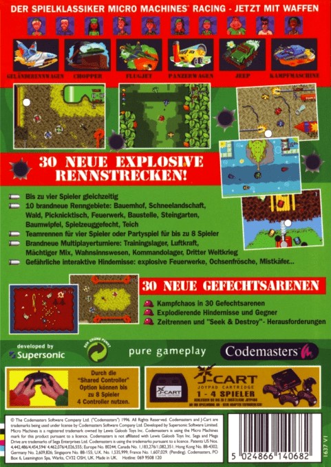 Back boxart of the game Micro Machines Military (Germany) on Sega Megadrive
