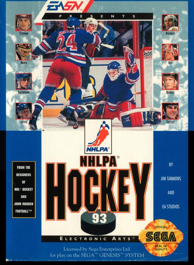 Front boxart of the game NHLPA Hockey 93 (United States) on Sega Megadrive