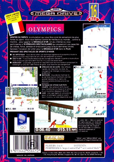 Back boxart of the game Winter Olympic Games - Lillehammer '94 (France) on Sega Megadrive