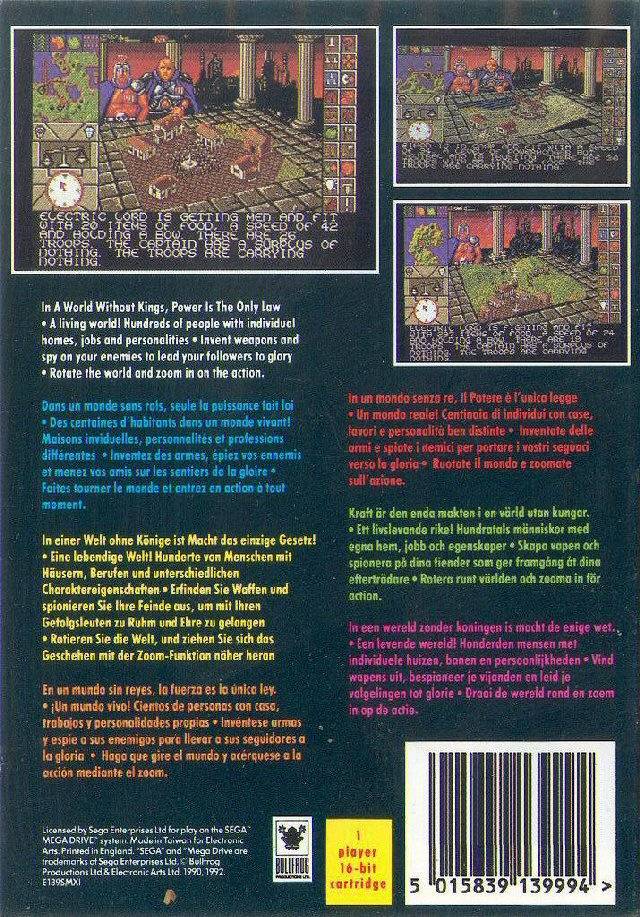 Back boxart of the game Power Monger (Europe) on Sega Megadrive