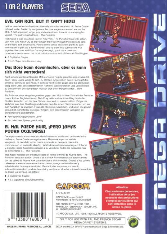 Back boxart of the game Punisher, The (Europe) on Sega Megadrive